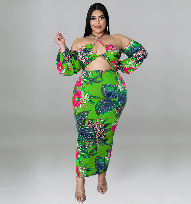 Plus Size Women summer suspender sexy strapless Cut Out Sexy dress 4