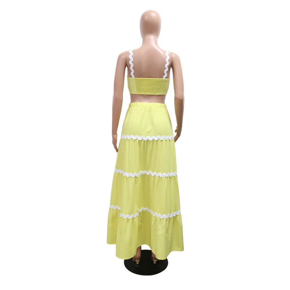 Women Sexy Suspender Crop Top and Skirt Two-piece Set 9