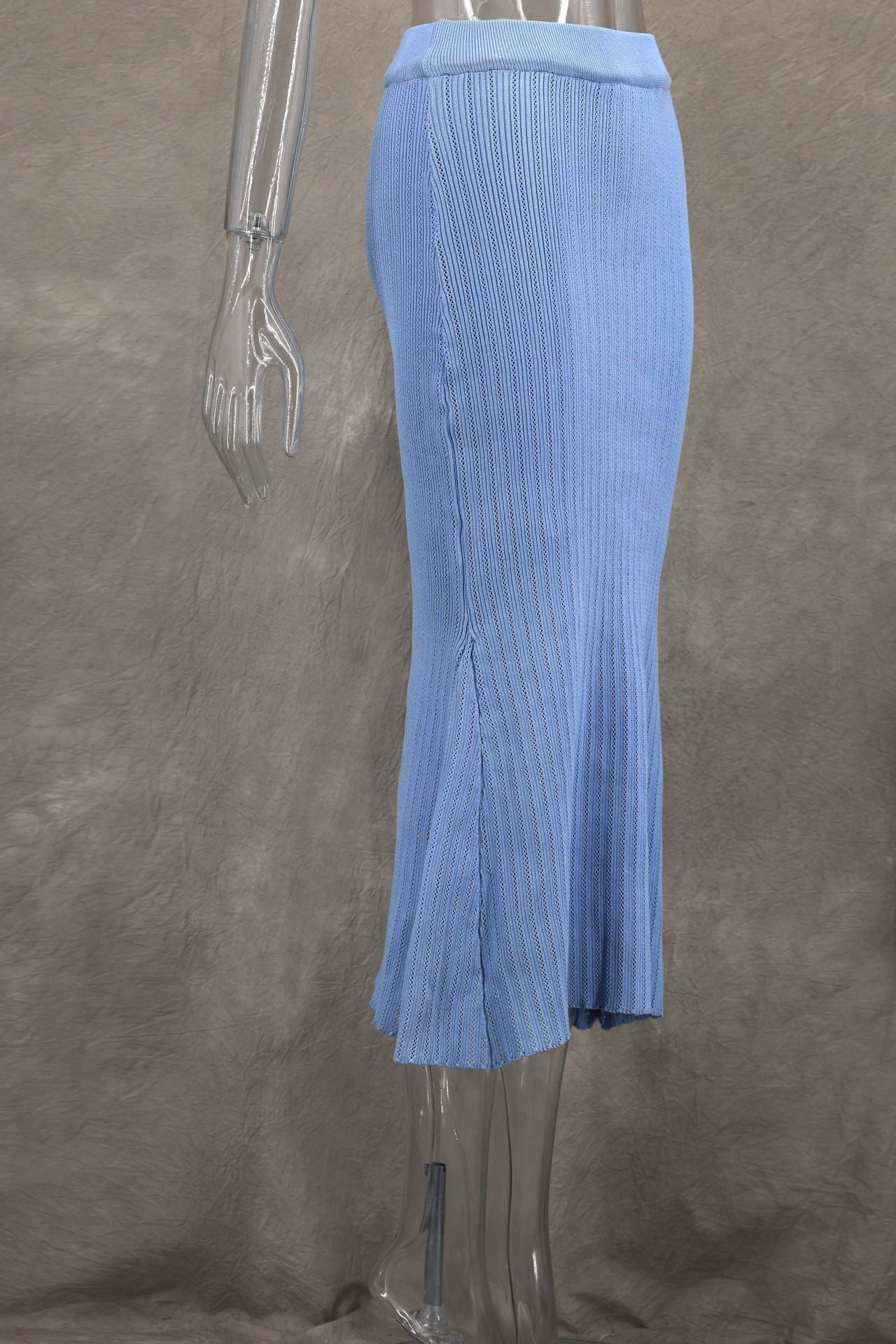 Autumn Winter Elegant Ruffled V-Neck Bodycon Fishtail Skirt Set 26