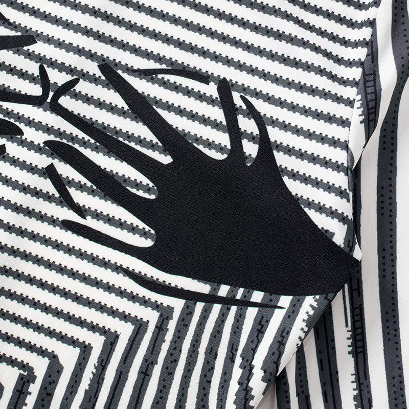 Women's Spring Casual Striped Print Long Sleeve Round Neck Dress 13