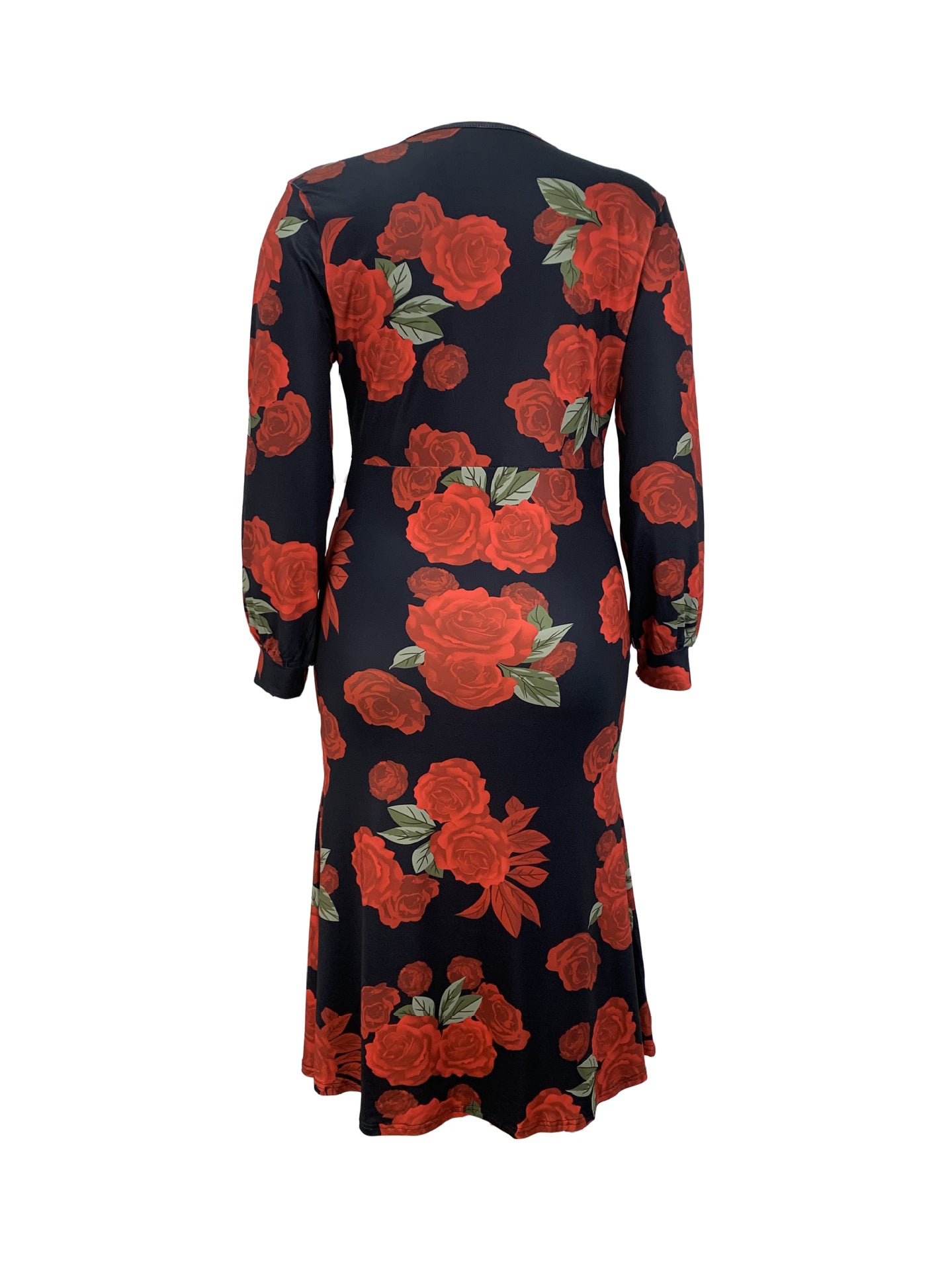 Plus Size Women Spring Print Slit Dress