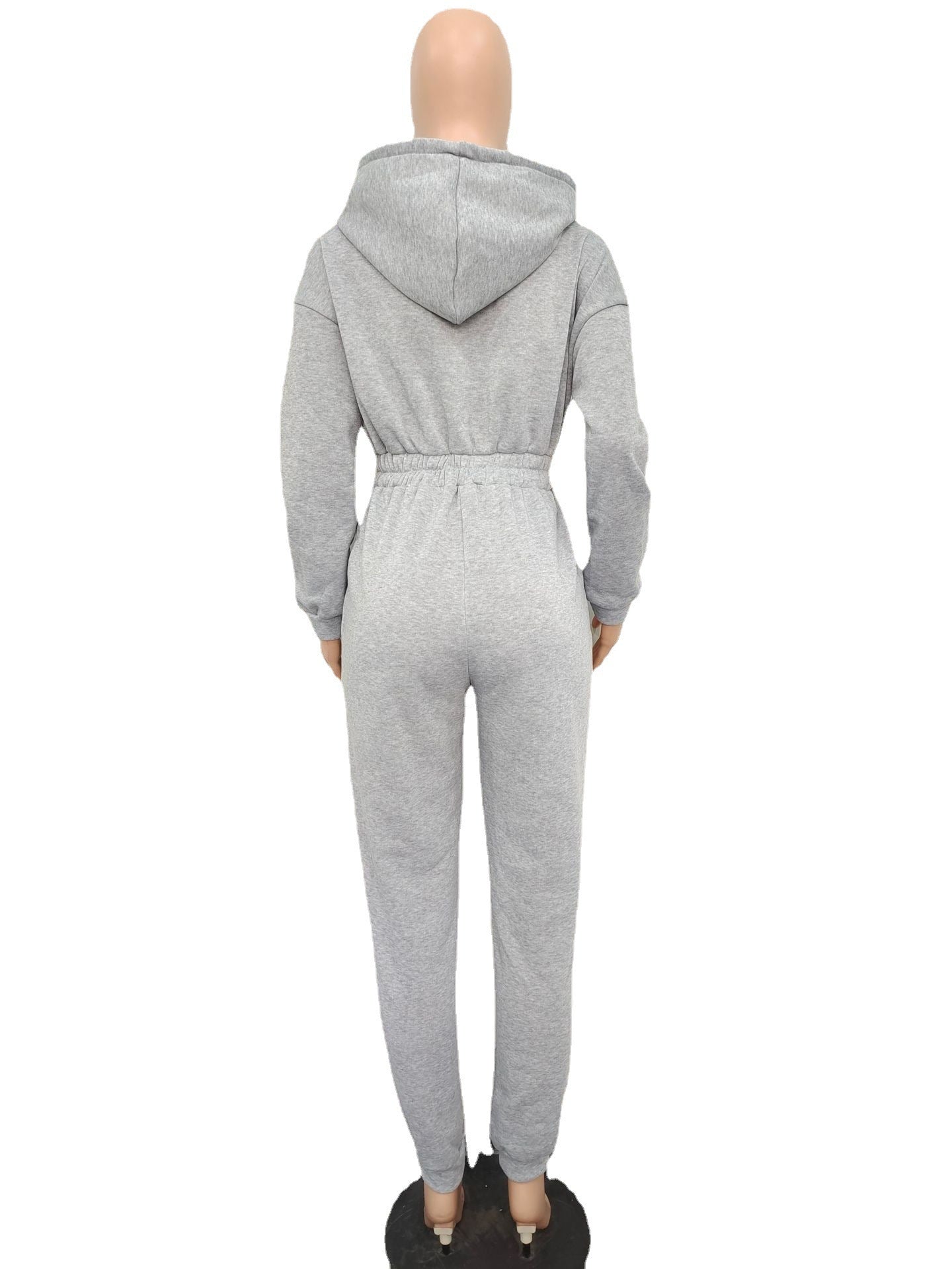 Sexy Women'S Hooded Solid Color Long Sleeve Casual Jumpsuit 15