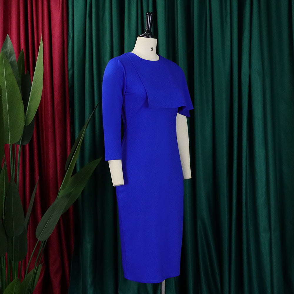 Plus Size Ladies' High Waist Ruffled Chic Bodycon Pencil Dress 10