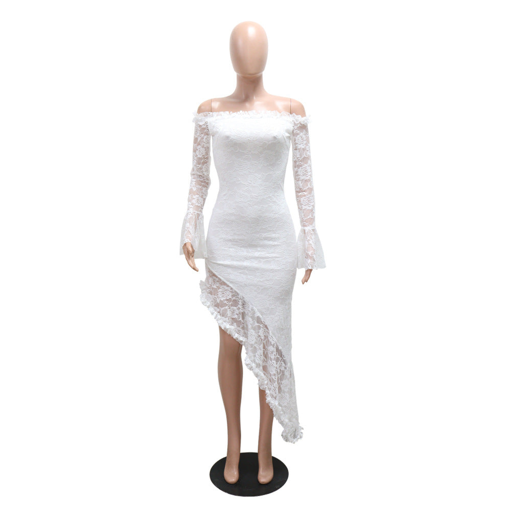 Strapless irregular solid color long dress for women 12