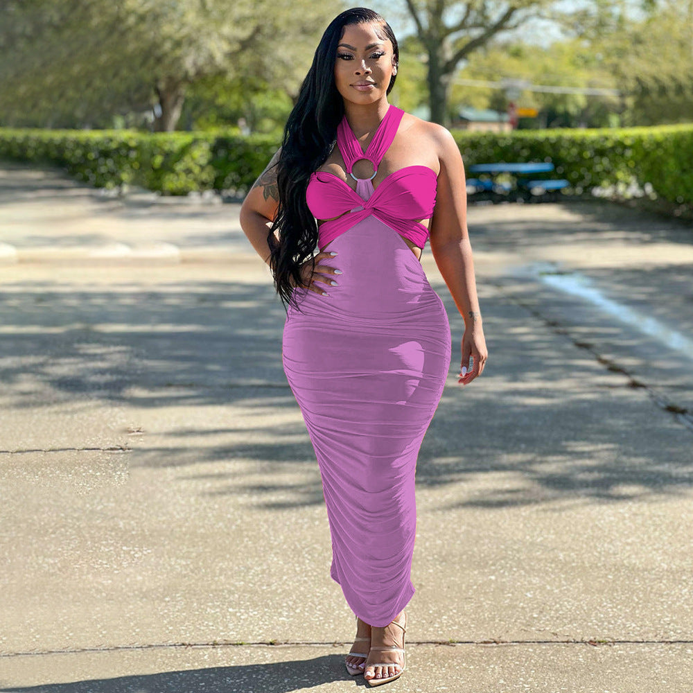 Women Summer Irregular Color Contrast Dress 12