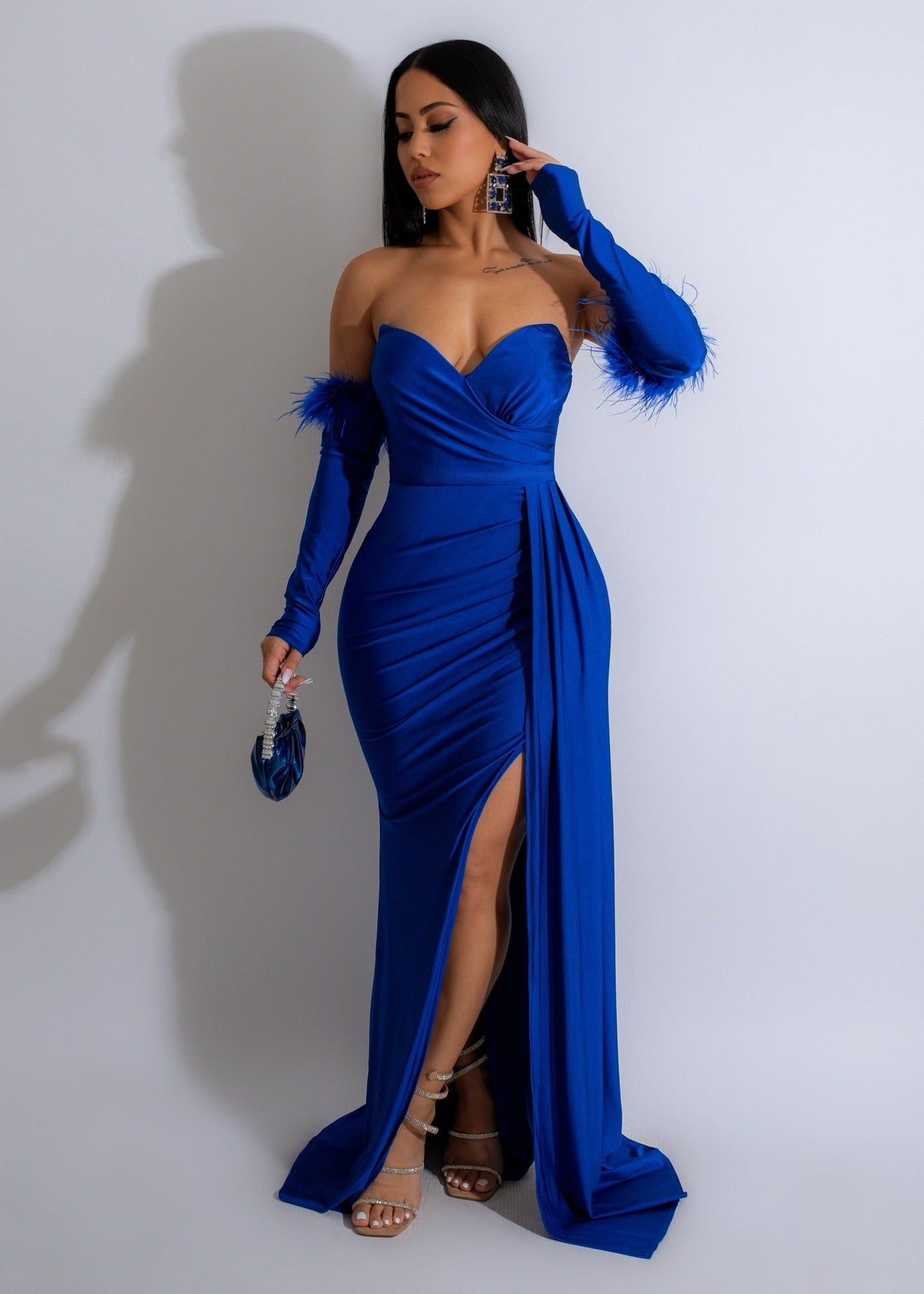 Women's Slit Long Sleeves Evening Dress