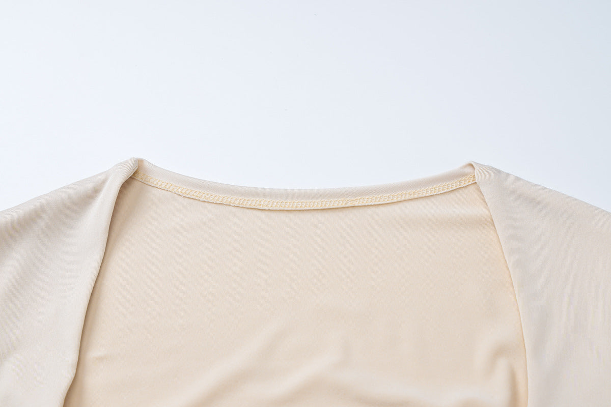 Women's Autumn Winter Solid Color Long Sleeve Tight Fitting Two-Piece Pants Set 12