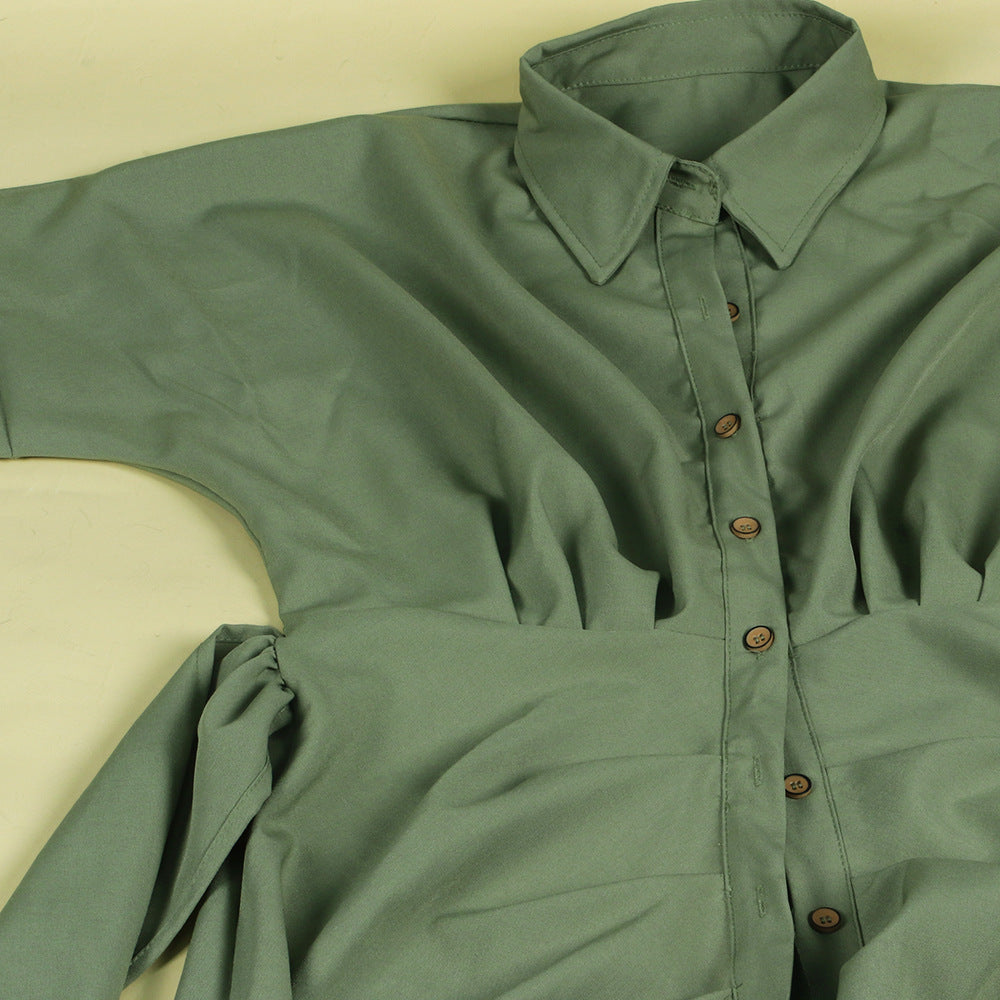 Women Sexy Lace-Up Buttoned Long-Sleeved Dress 36