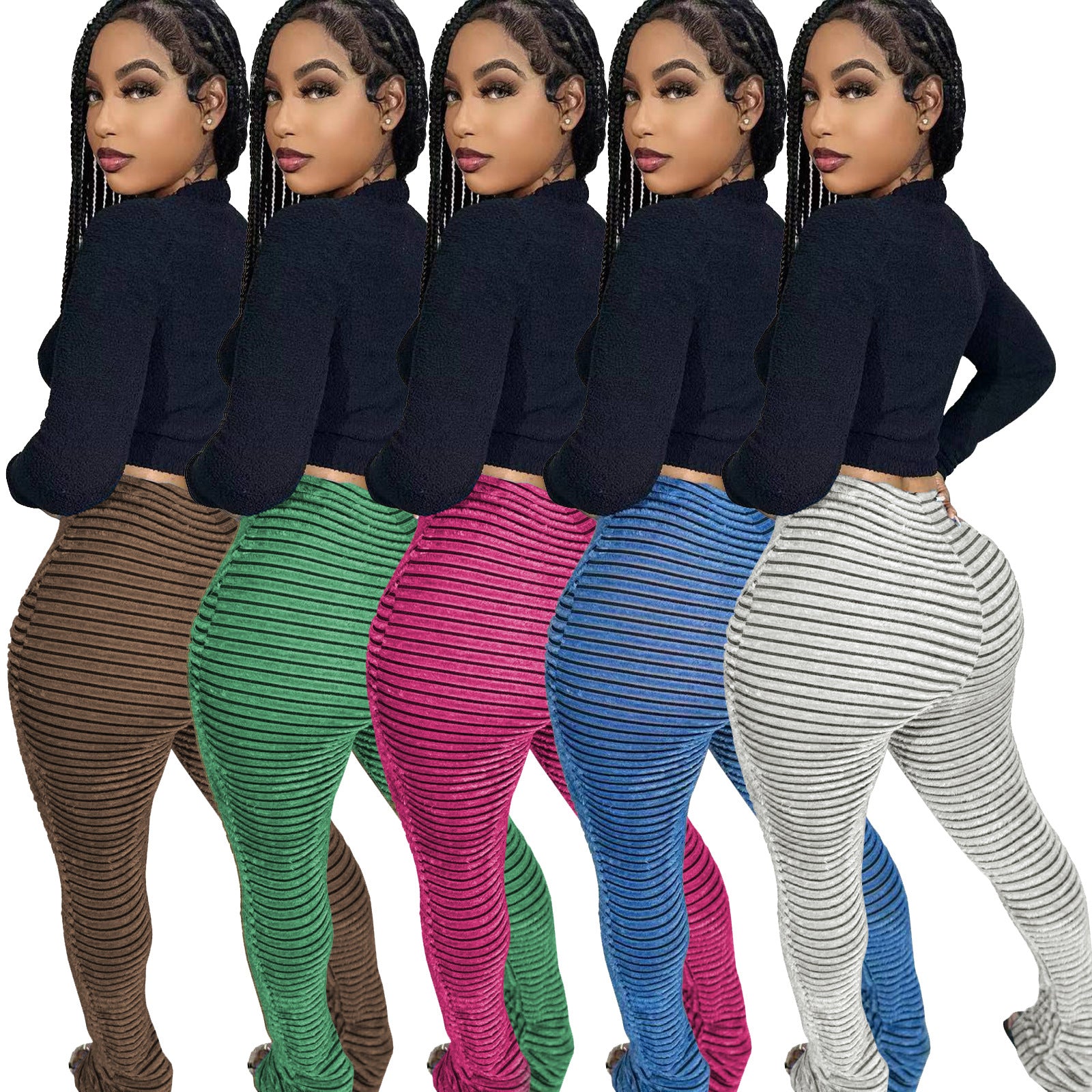 Women's Clothes Furry Texture High Stretch Fashion Casual Versatile Slim Pants 8