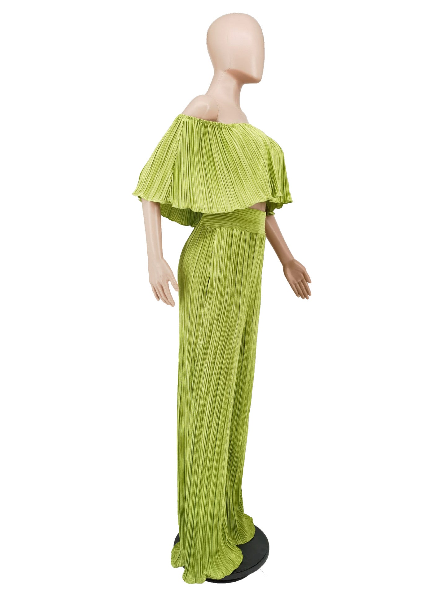 Women'S Solid Color Off-Shoulder Top Bell Bottom Pants Two-Piece Set 13