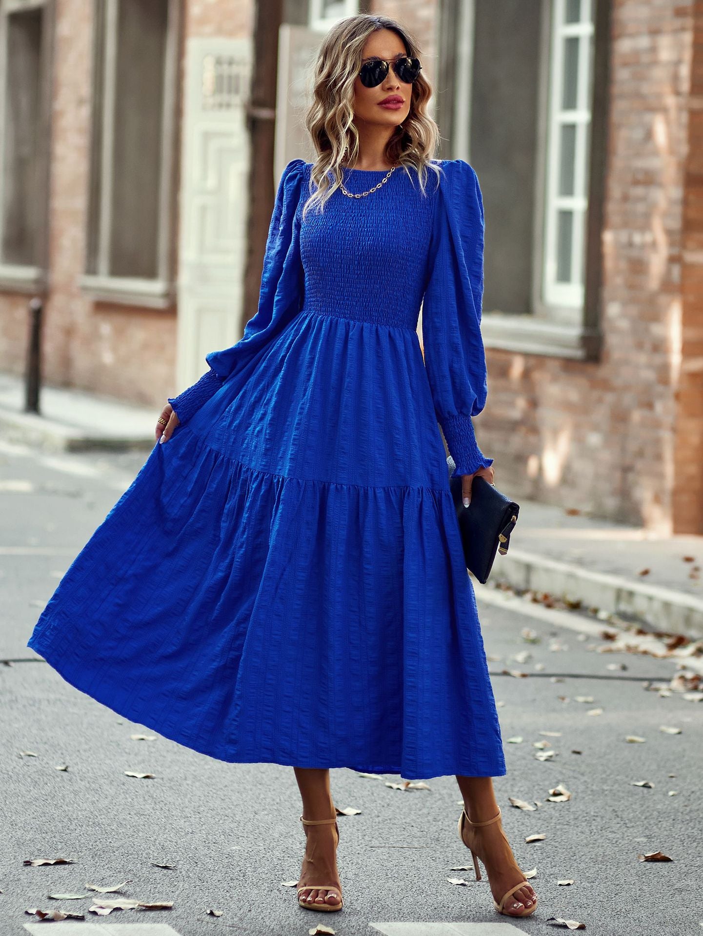 Women Long Sleeve Midi Dress