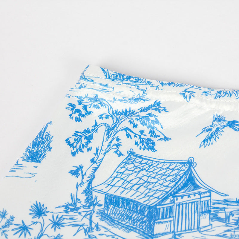 Summer Sleeveless Printed Strapless Top Slim Fit Bodycon Skirt Women's Set 15