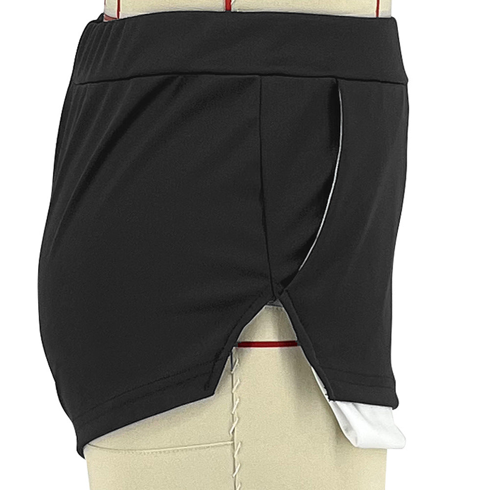 Women's Summer Solid Color One Shoulder Sexy Casual Sport Shorts Set 16