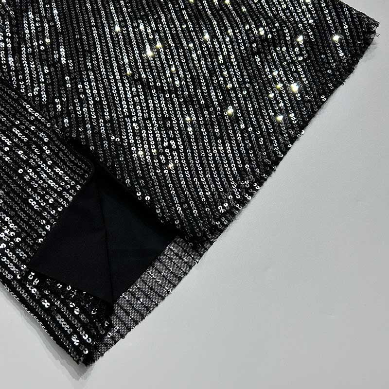 Nightclub Women's Clothing Fashionable Sexy Low Back Deep V Slit Sequins Dress 17