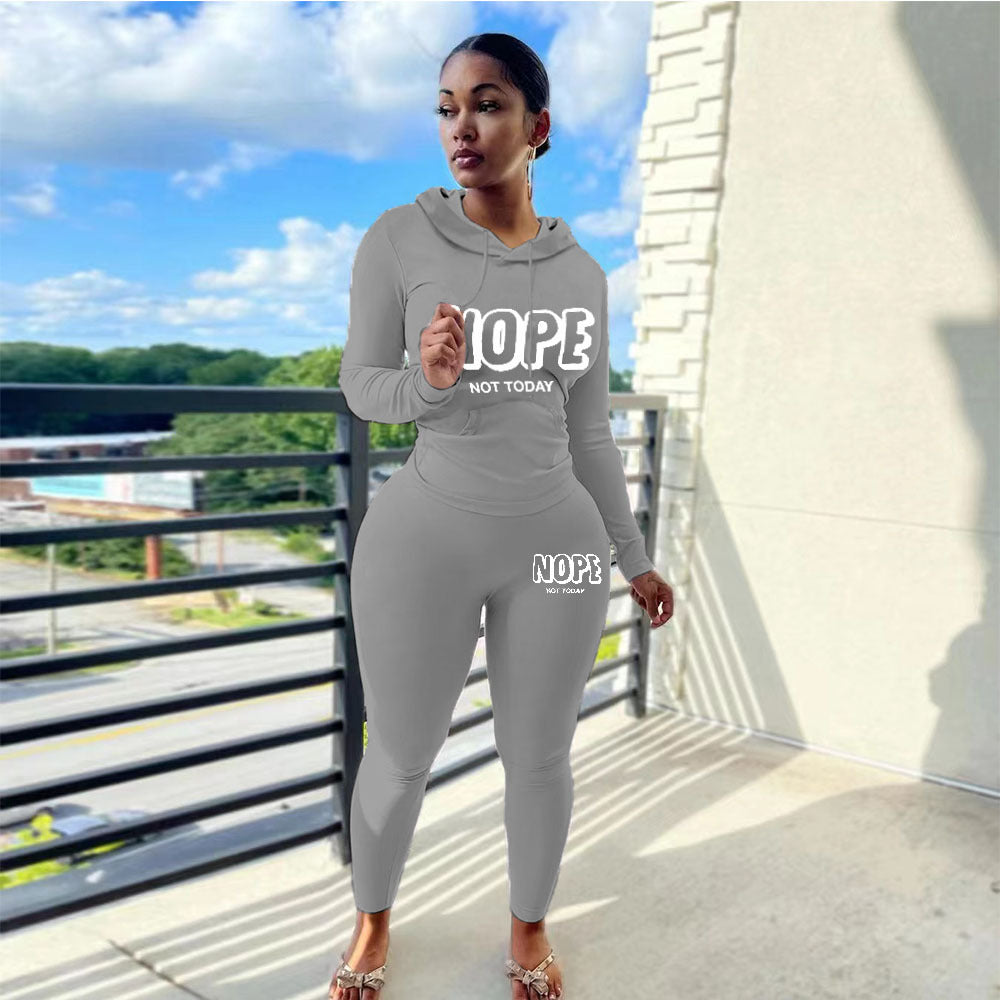 Plus Size Women's Sexy Fashion Printed Sports Two-Piece Pants Set 3