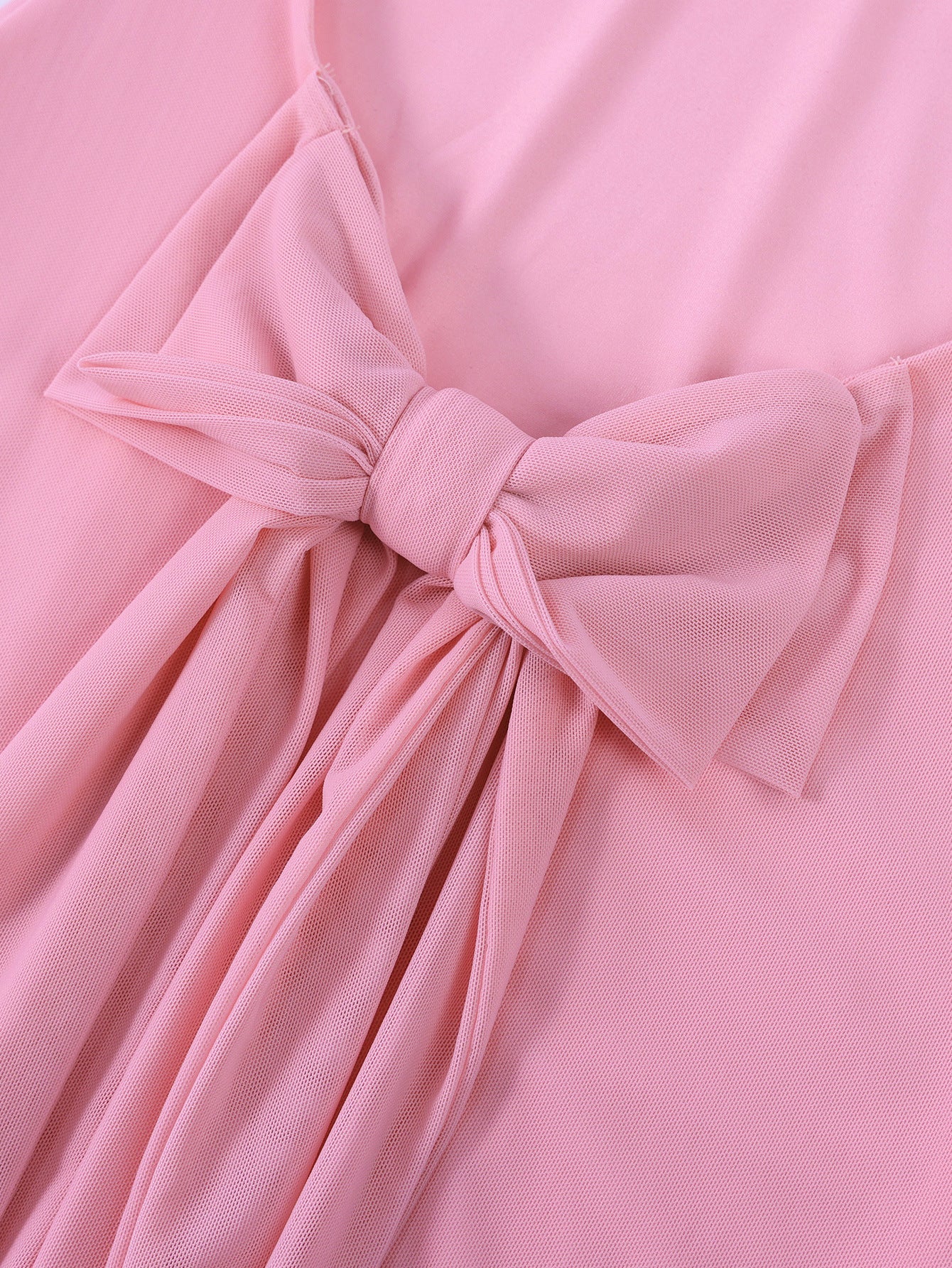 Mesh Bell Sleeve Sexy Low Back Bow Detail Short Dress 11