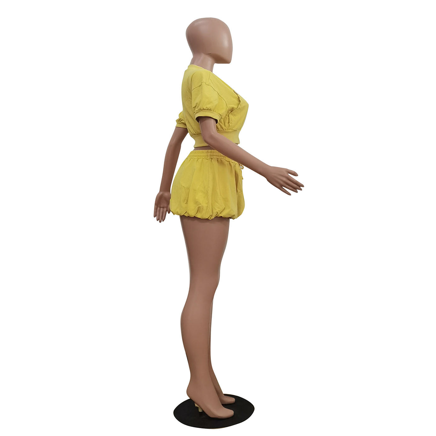 Women Casual Zipper Crop Top and Lantern Skirt Two-Piece Set 9