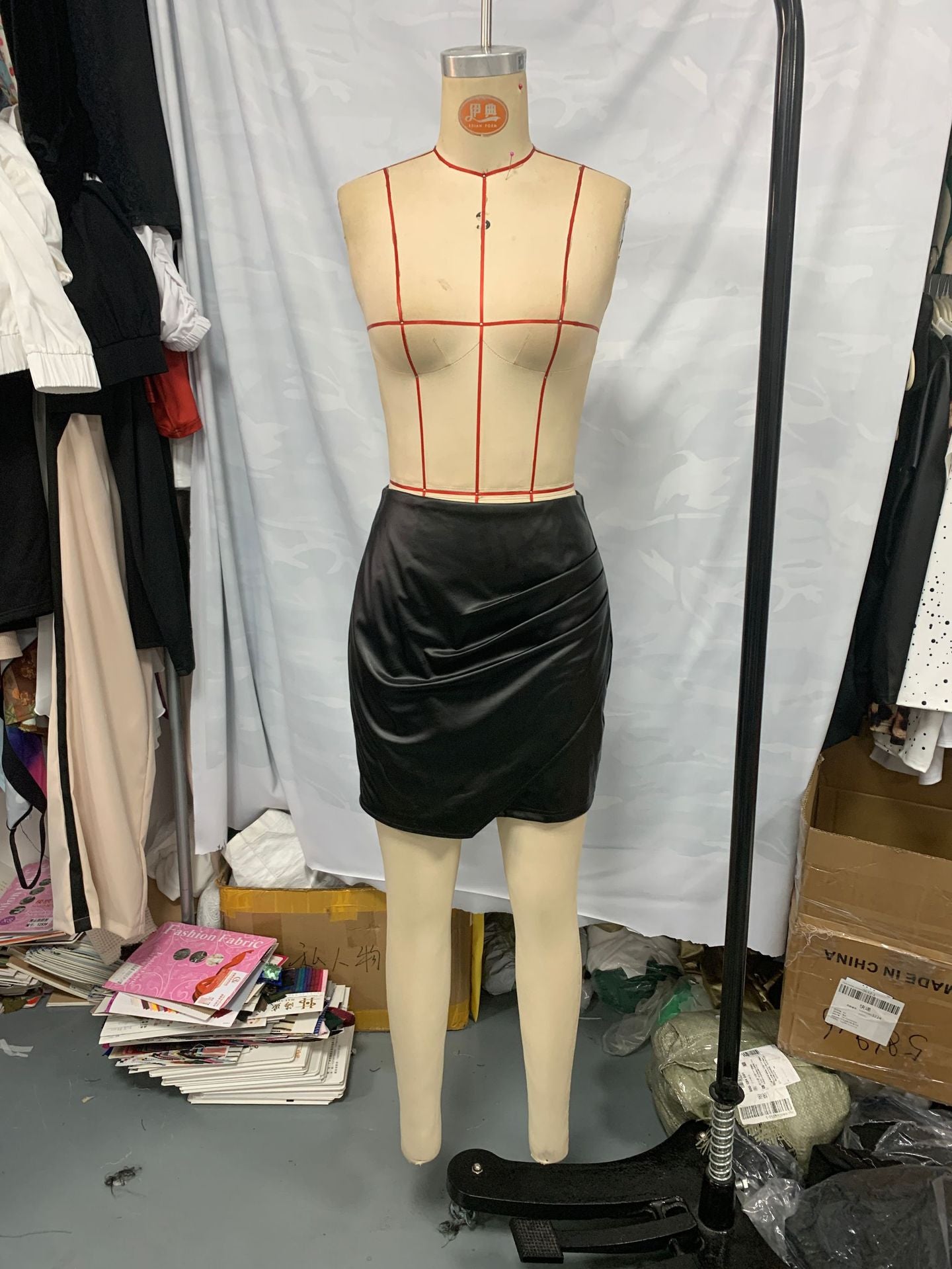 Women Sexy Irregular Pu Leather Bodycon Zipper Skirt 11