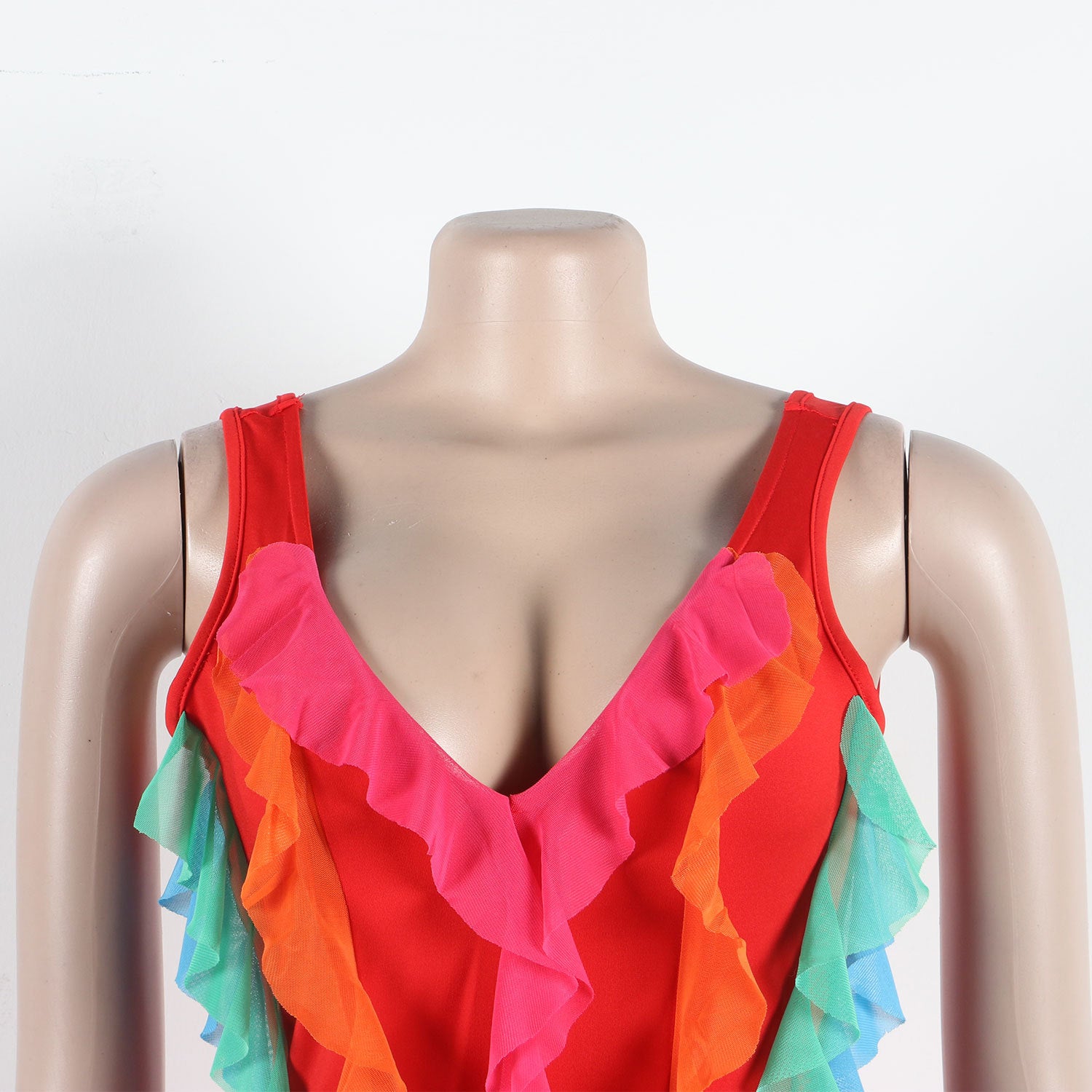 Women Contrasting Ruffles Line Irregular Mini Dress 24