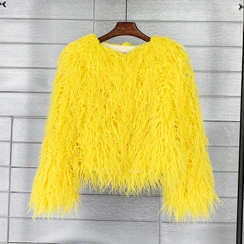 Fur Coat Solid Color Ladies Cropped Coat 21