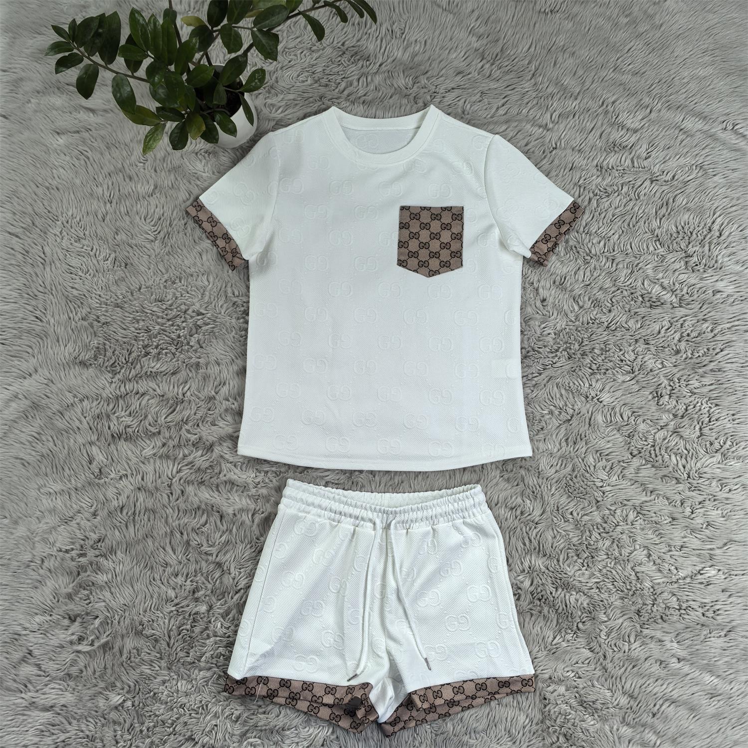 Women Casual jacquard short sleeve Top and shorts two-piece set 16