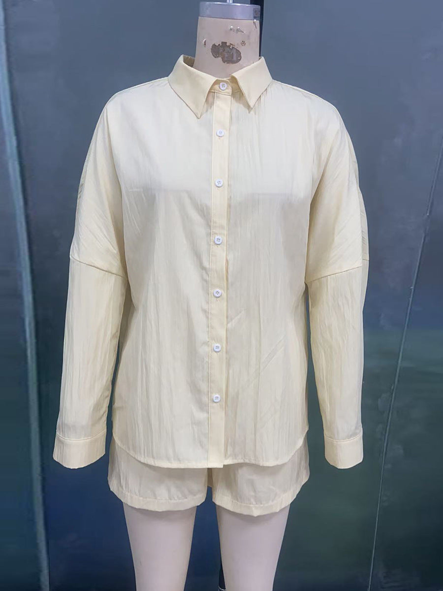 Long-Sleeve Shirt & Shorts Set Summer Two-Piece Outfit 6
