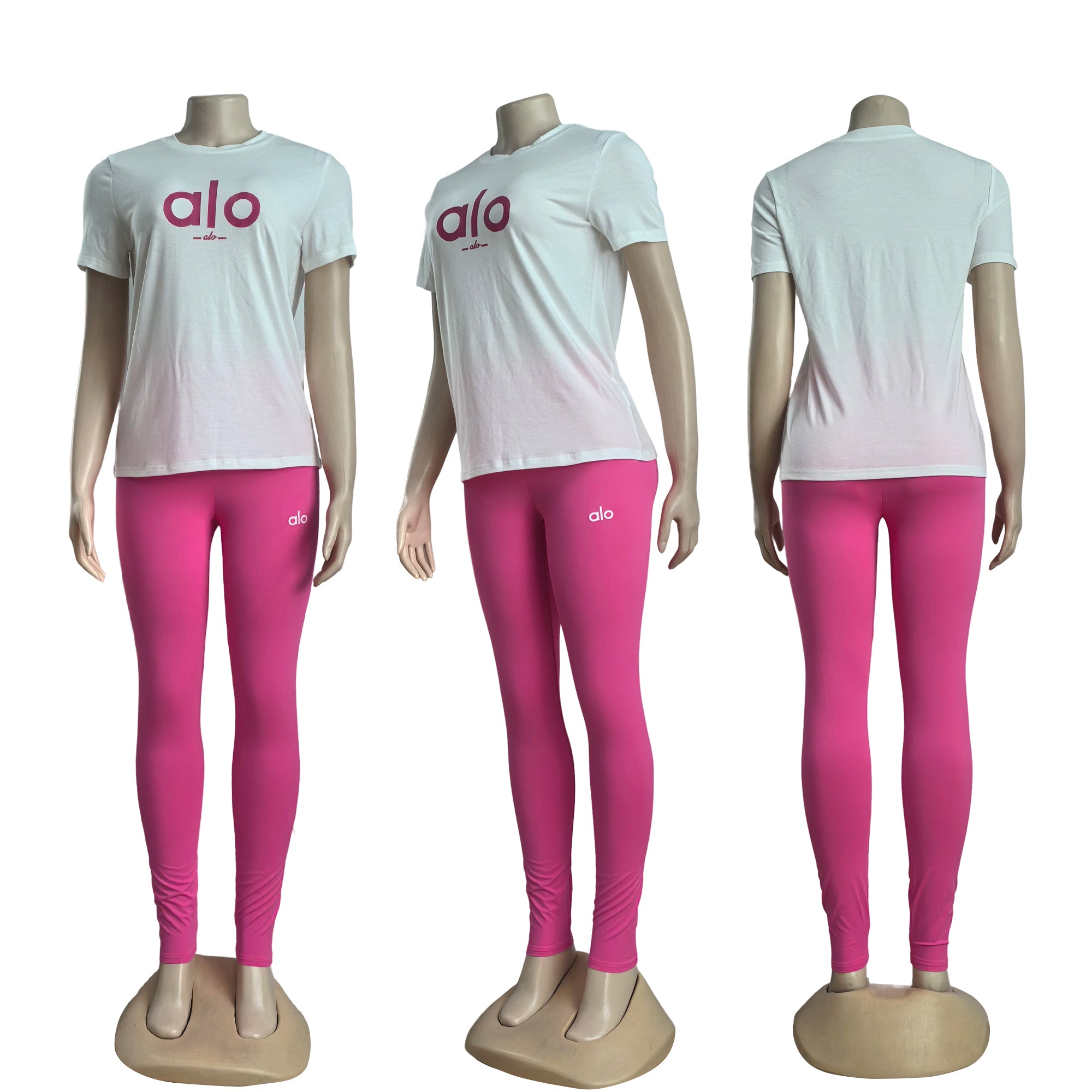 Fashion Cotton Round Neck Short-Sleeve Top & High-Stretch Quick-Dry Yoga Pants Set 13