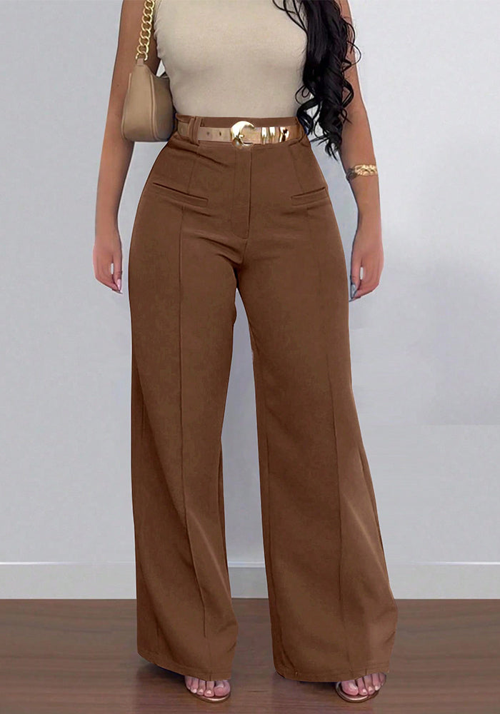Women's casual fashion high waist wide leg slim fit loose trousers