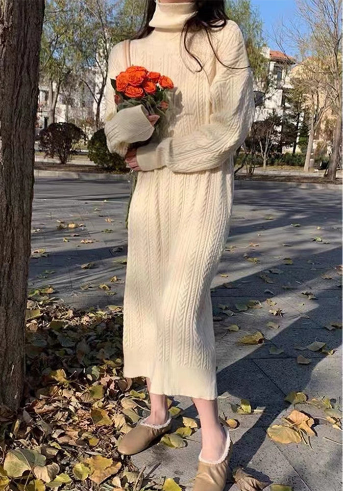 Fashion Chic Turtleneck Women's Pullover Sweater Autumn And Winter Long Knitting Twist Basic Top For Women