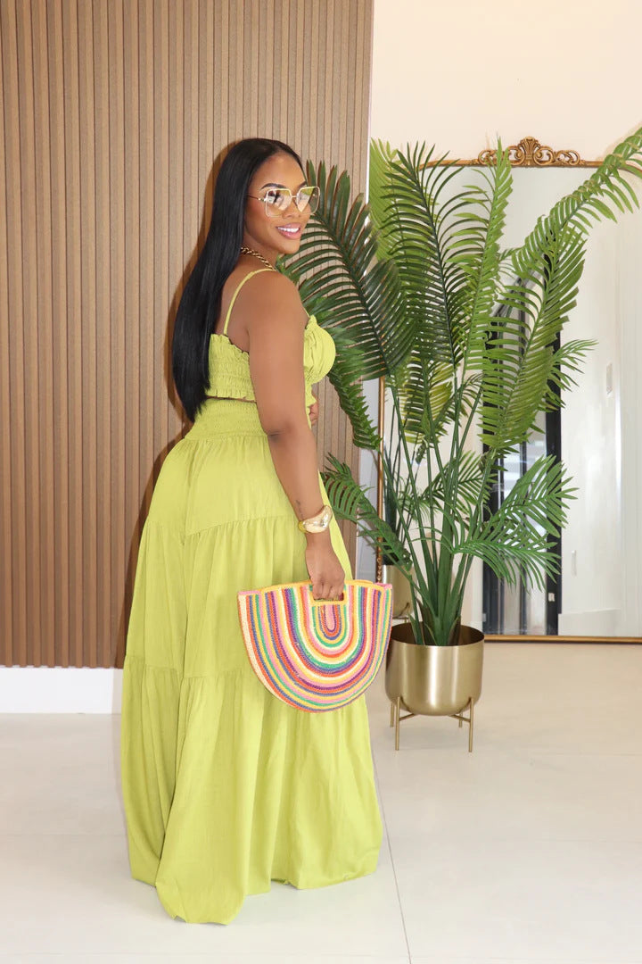 Summer/Autumn African Solid Color Strap Top & Loose Wide Leg Pants Fashion Plus Size Two-Piece Set 8