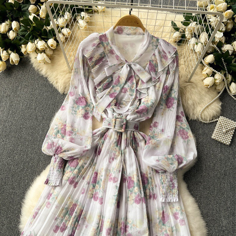 Women French floral pleated skirt 20