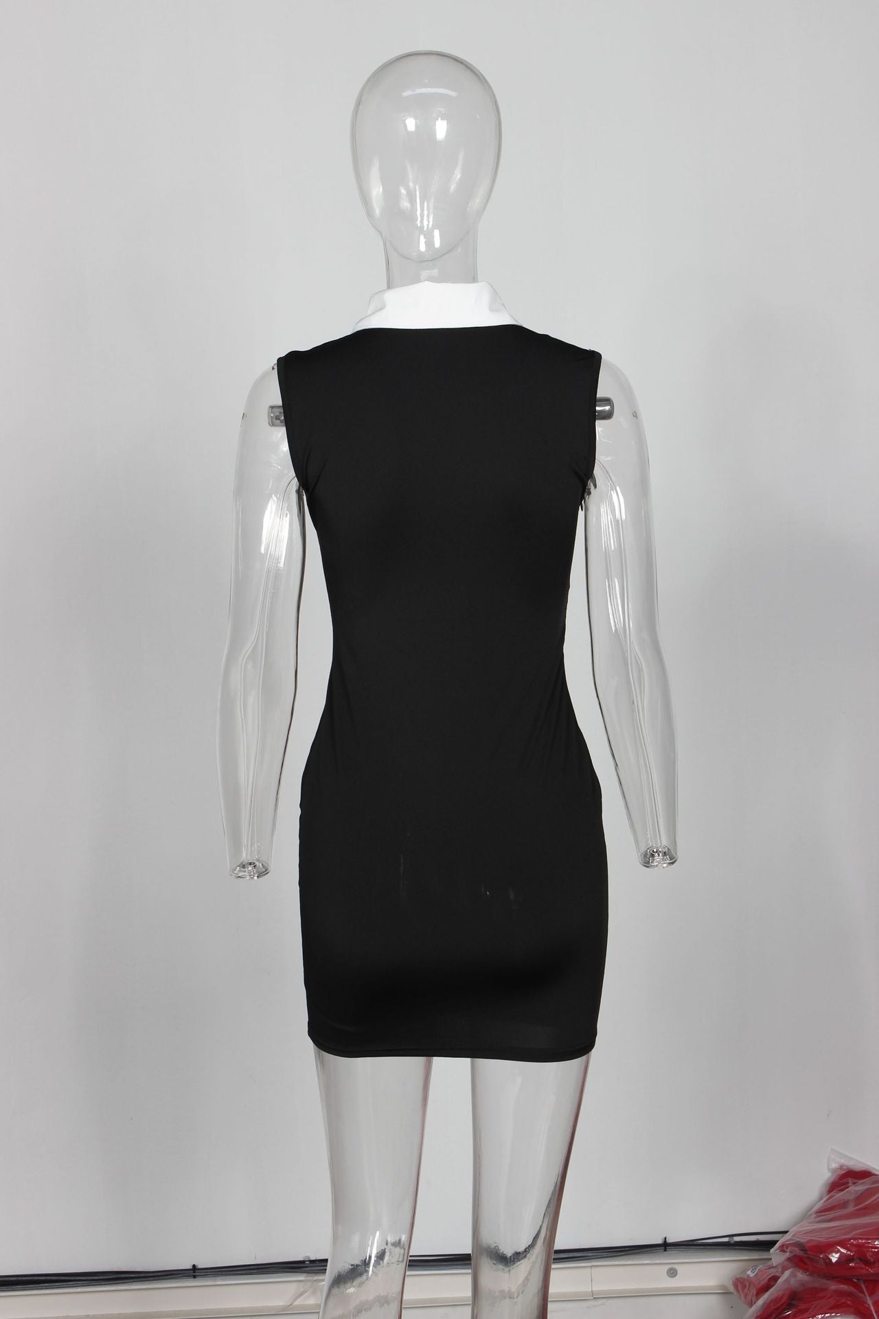 Autumn Trend Fashion Slim Sexy Fake Two-Piece Contrast Bodycon Dress 8