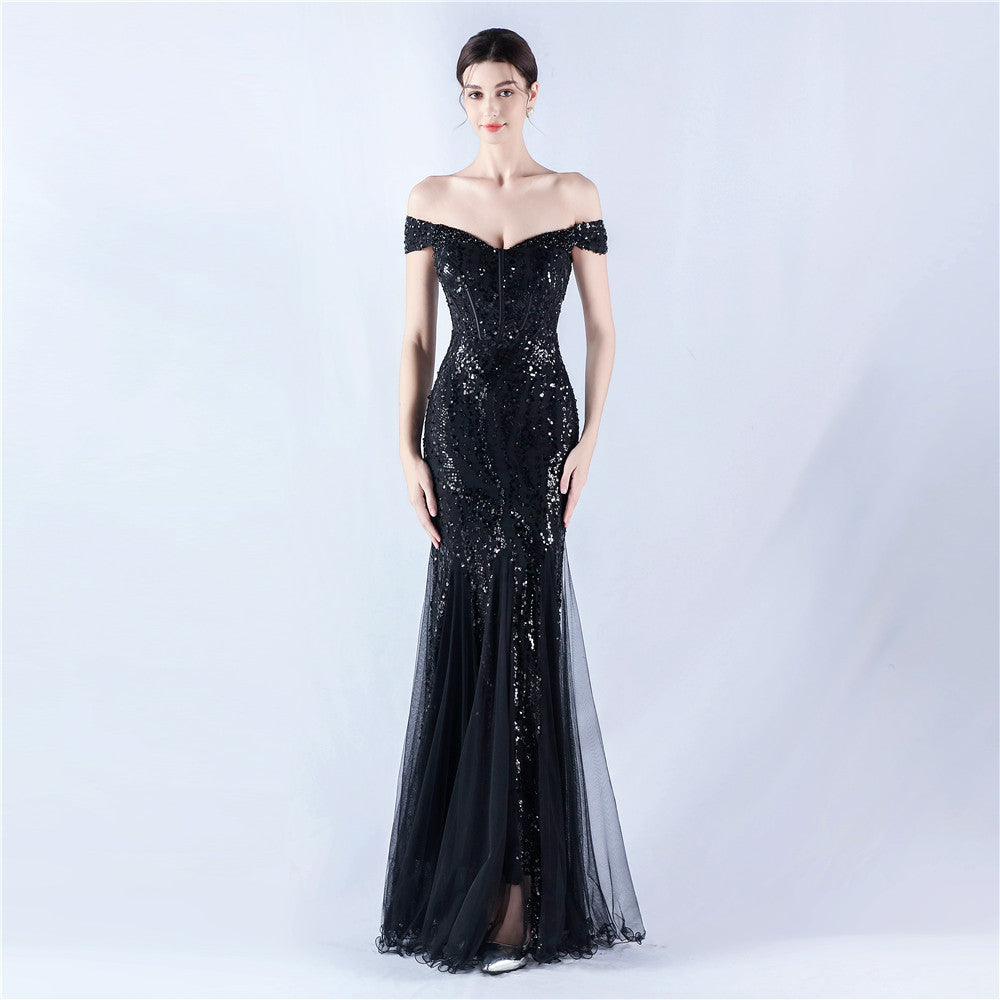 Women Evening Dress Beaded Mesh Beaded Evening Dress 14