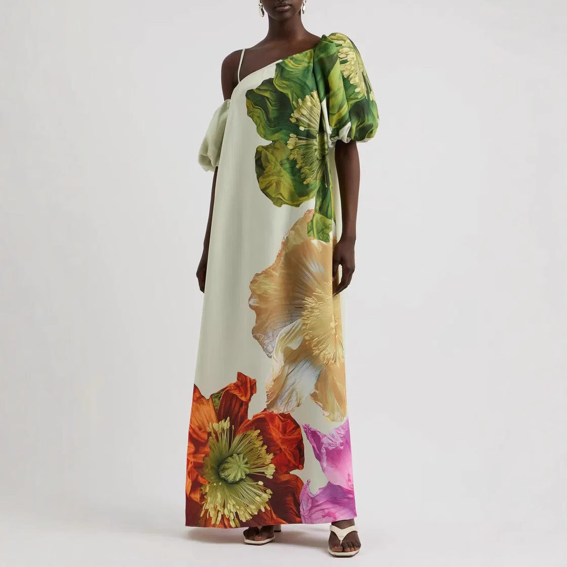 Women Spring/Summer Slash Shoulder Print Casual Holiday Dress 3