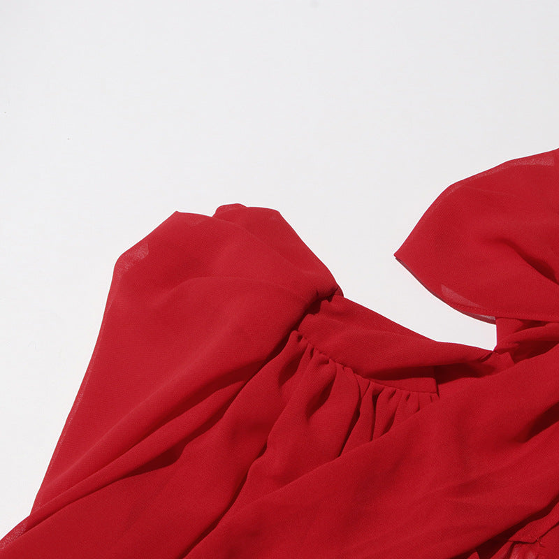 Women V-neck tie top irregular mesh shirt 12