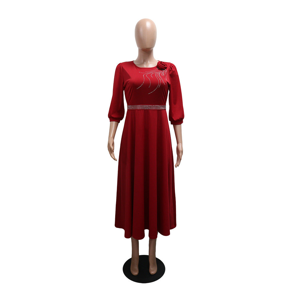 Women Round Neck Half-Sleeve Dress 3