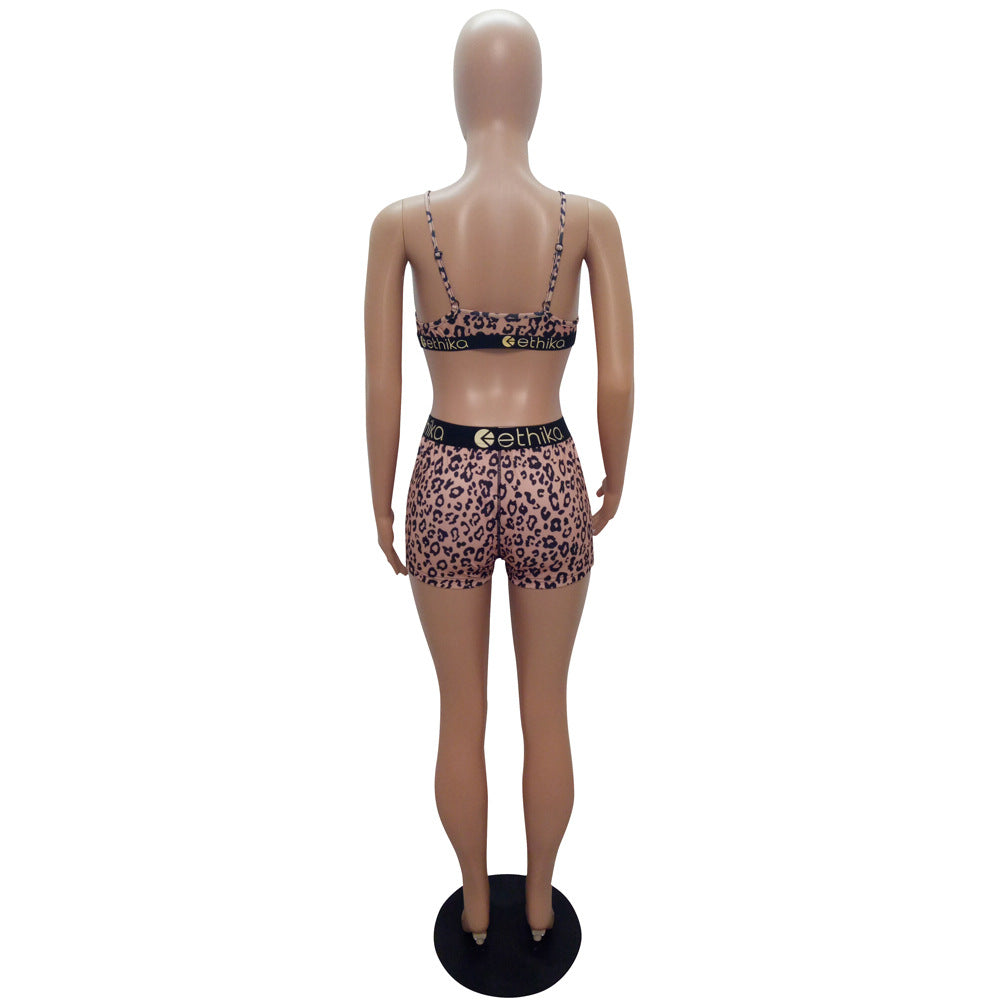 Women's Summer Sexy Printed Camisole Shorts Two-Piece Set 18