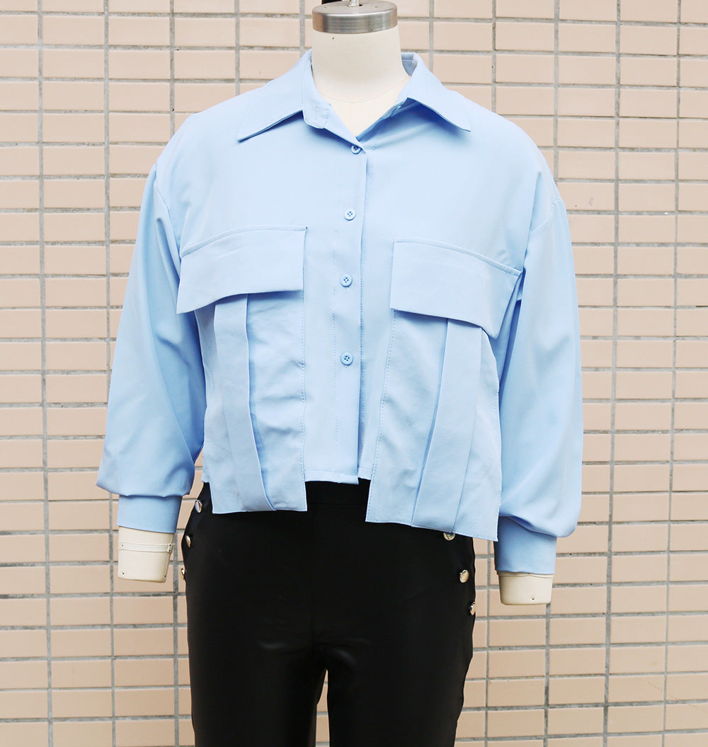 Spring Autumn Women's Fashion Solid Color Long Sleeve Chic Casual Shirt 12