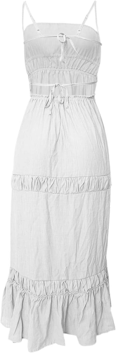 Spring and Summer Fashion Sexy Pleated Low Back Strap Dress 10