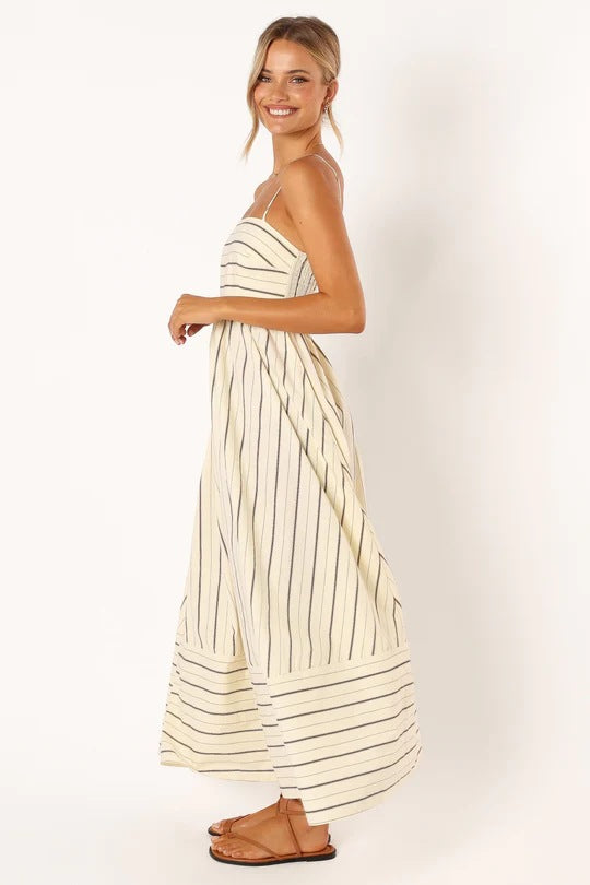 Striped sleeveless straps backless casual dress 5