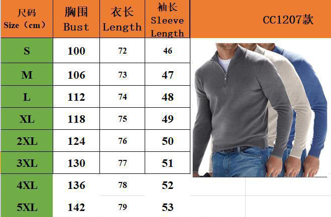 Men's Autumn Long Sleeve V-Neck Zipper Casual Top 26