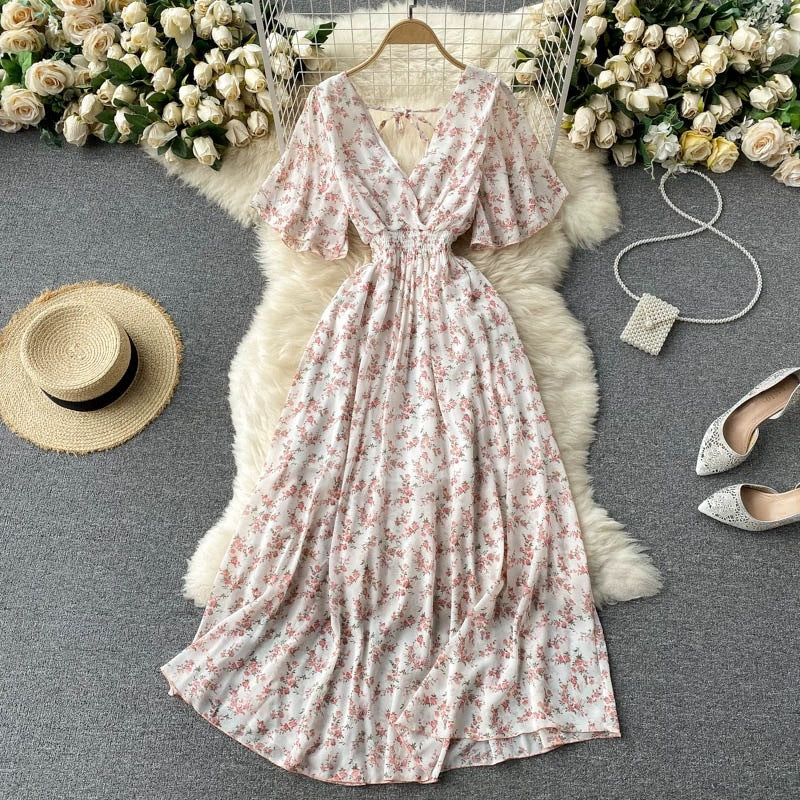 Women Summer Sexy V-Neck Beach Holidays Dress 30