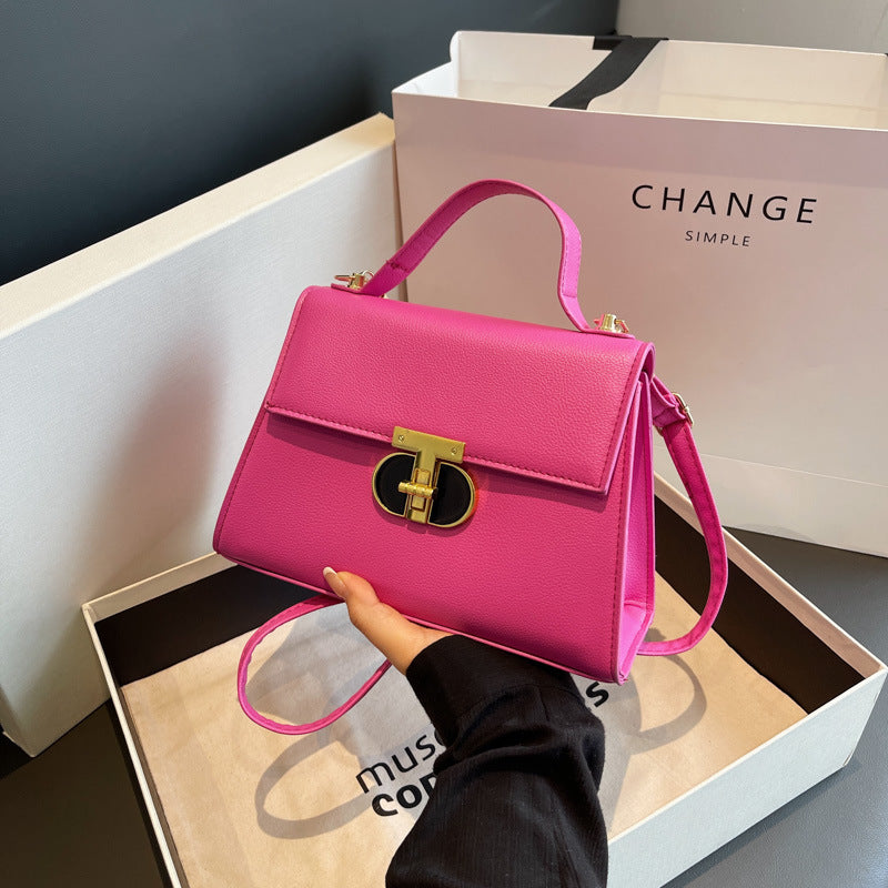 women's lock shoulder Messenger bag solid color small bag 8