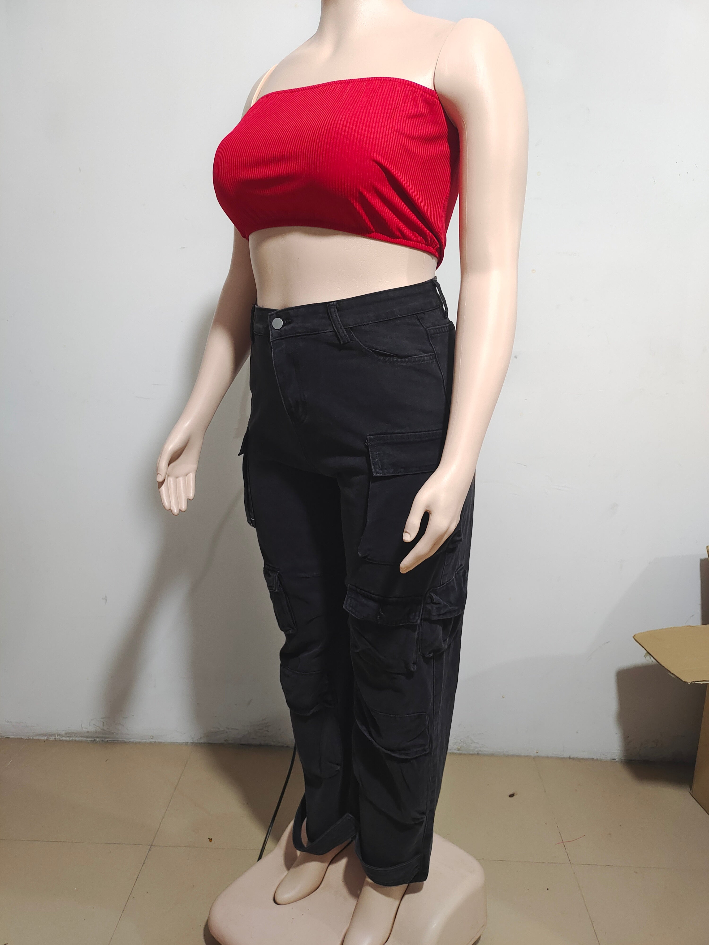 Trendy Multi Pocket Denim Pants Wash Cargo Pants Jeans 18