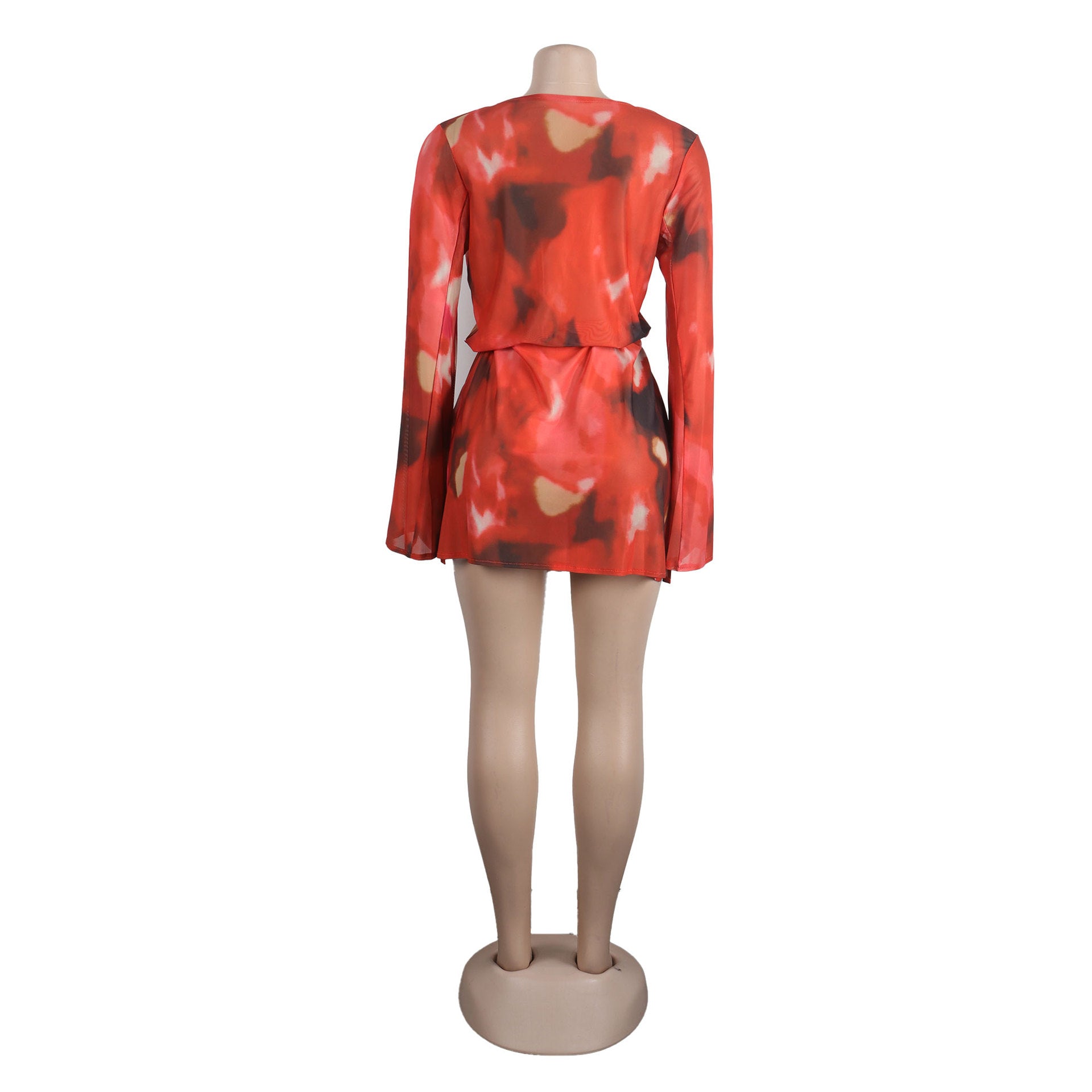 Sexy Printed Lace-Up Long-Sleeved Dress Nightclub Wear 17