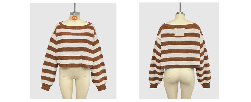 Women Striped Long Sleeve Sweater 15
