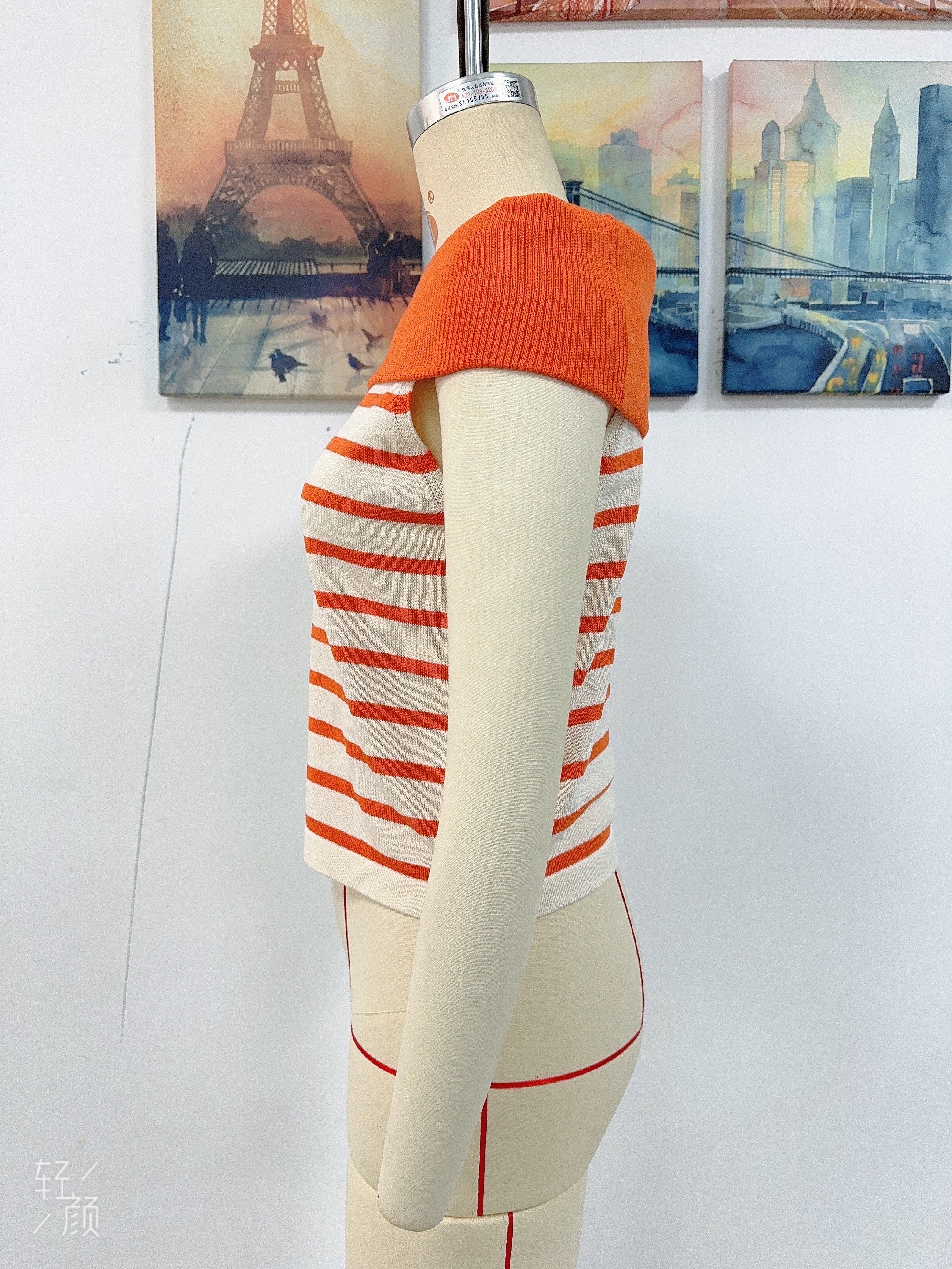 Spring/Summer Women's Fashion Long-Sleeve Striped Off-Shoulder Knit Top 41