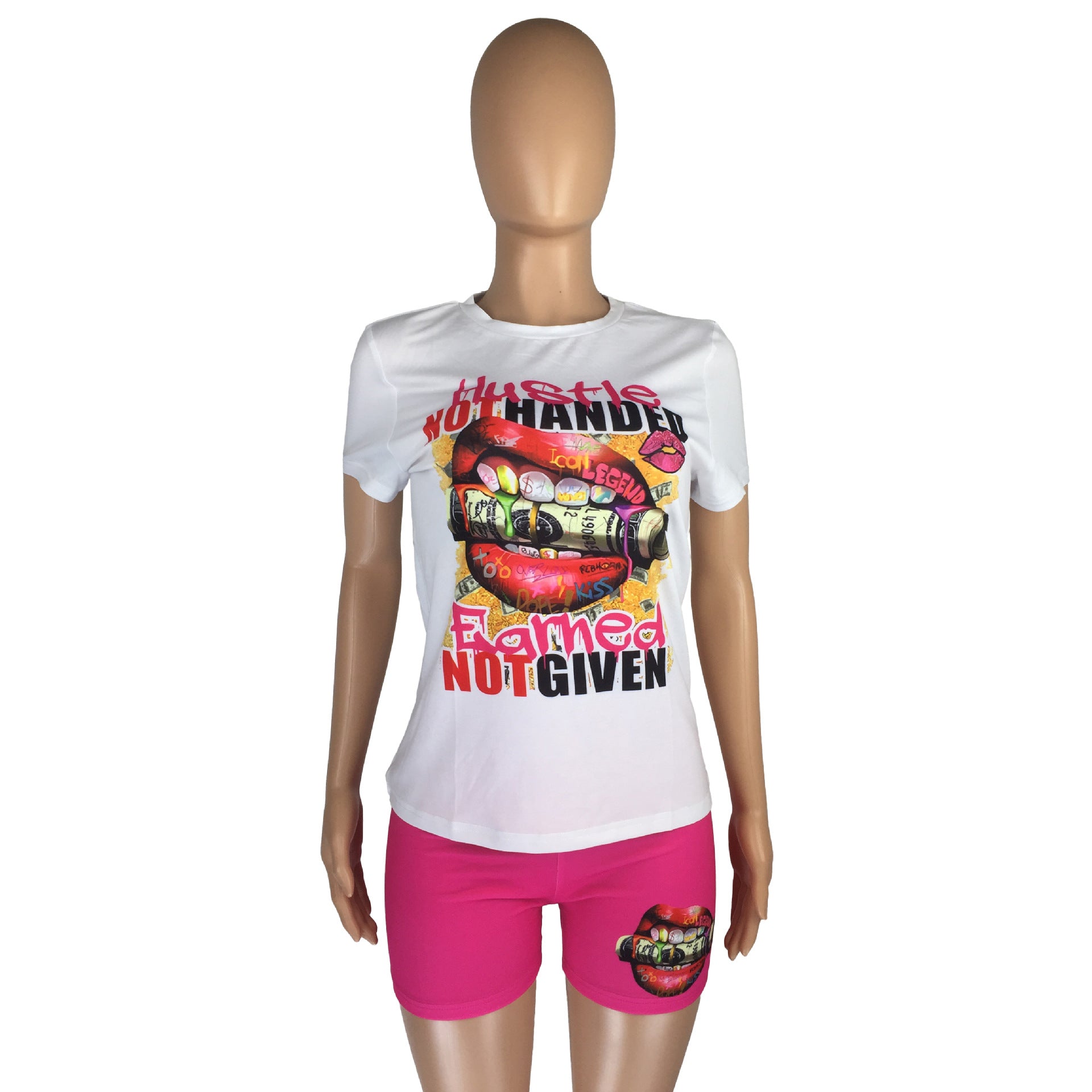 Women Casual Print Top + Shorts Two-Piece Set 10