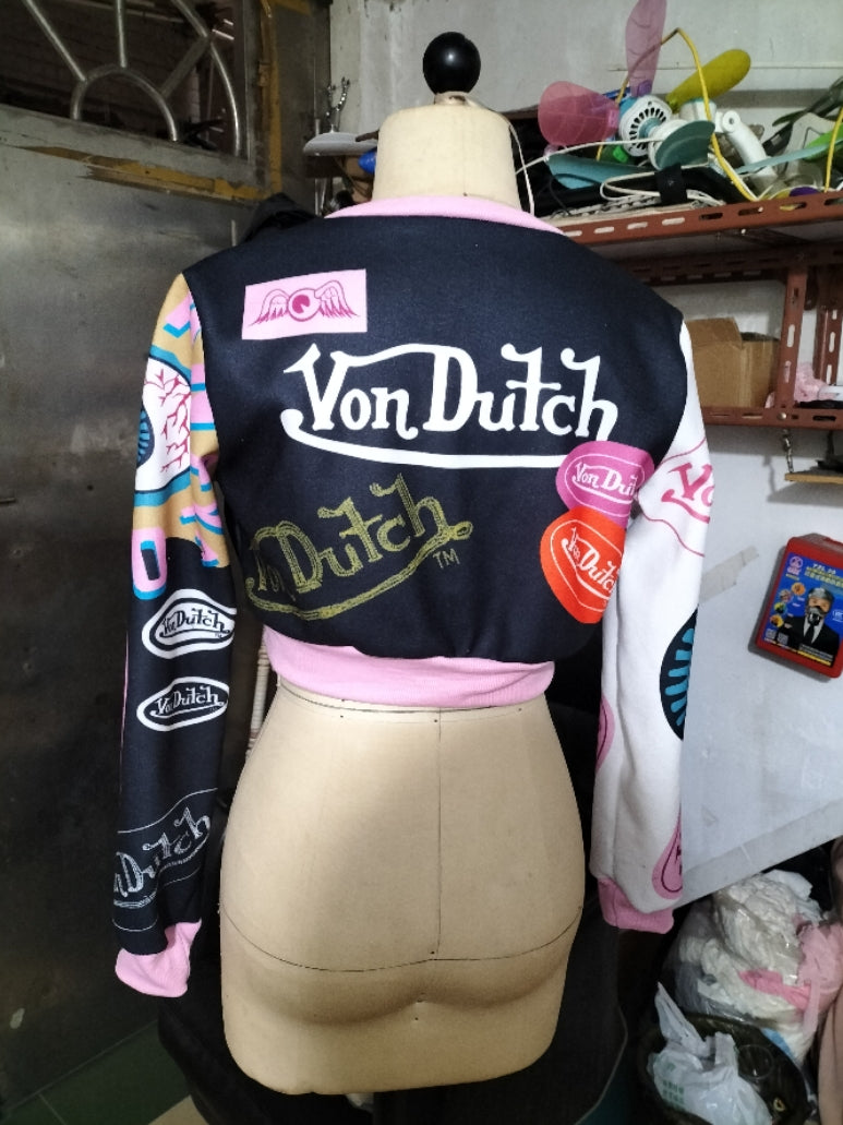 Women's Positioning Print Ribbed Baseball Jacket 7