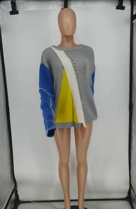 Women's Denim Knitting Patchwork Top 8